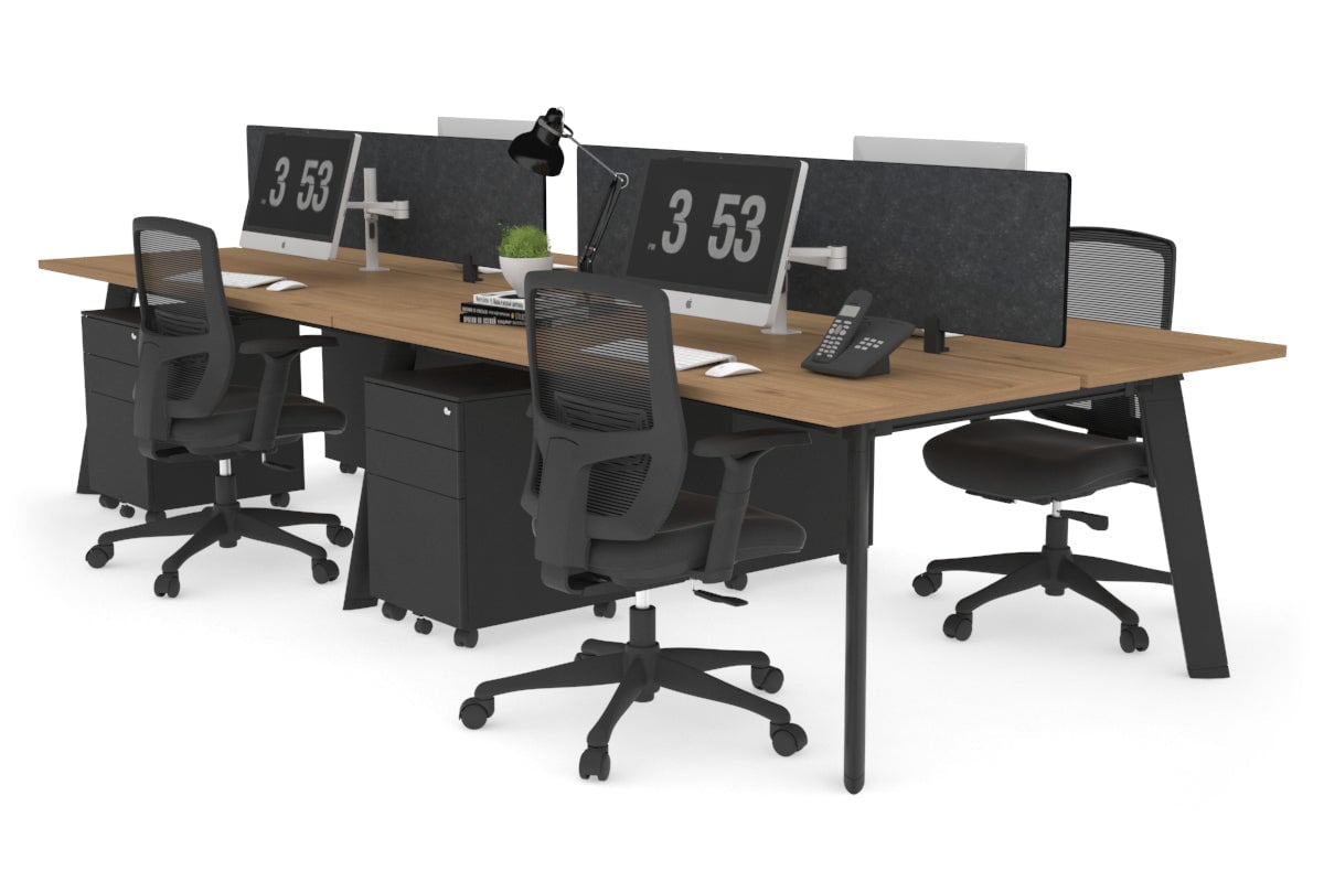 Switch - 4 Person Workstation Black Frame [1400L x 700W] Jasonl salvage oak grey echo perspex (400H x 800W) 