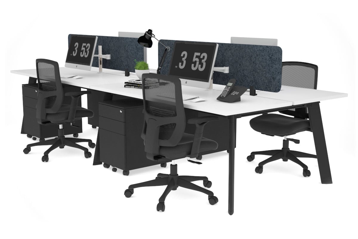 Switch - 4 Person Workstation Black Frame [1400L x 700W] Jasonl white dark grey echo panel (400H x 1200W) 