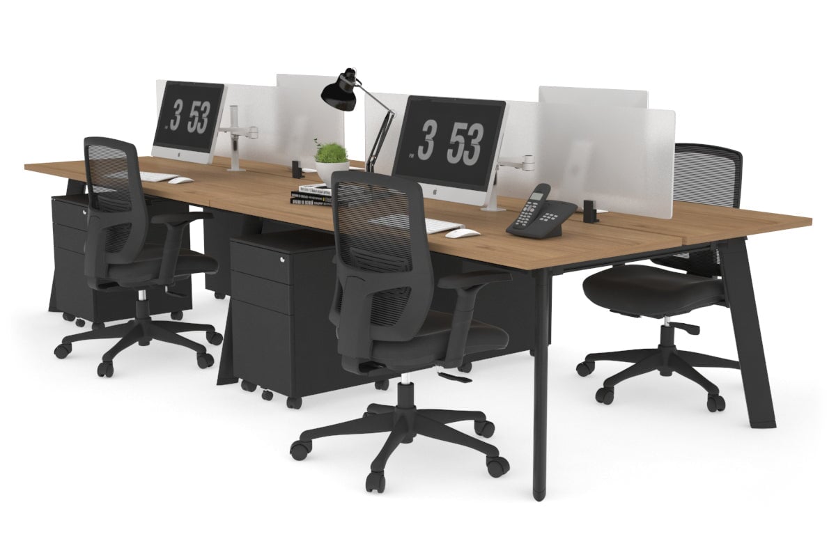 Switch - 4 Person Workstation Black Frame [1400L x 700W] Jasonl salvage oak white perspex (400H x 800W) 