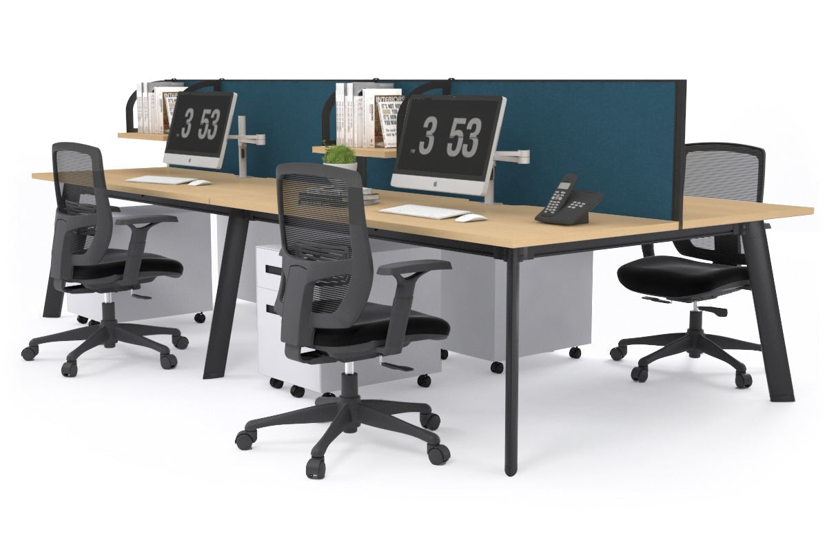 Switch - 4 Person Workstation Black Frame [1400L x 700W] Jasonl maple deep blue (500H x 1400W) 