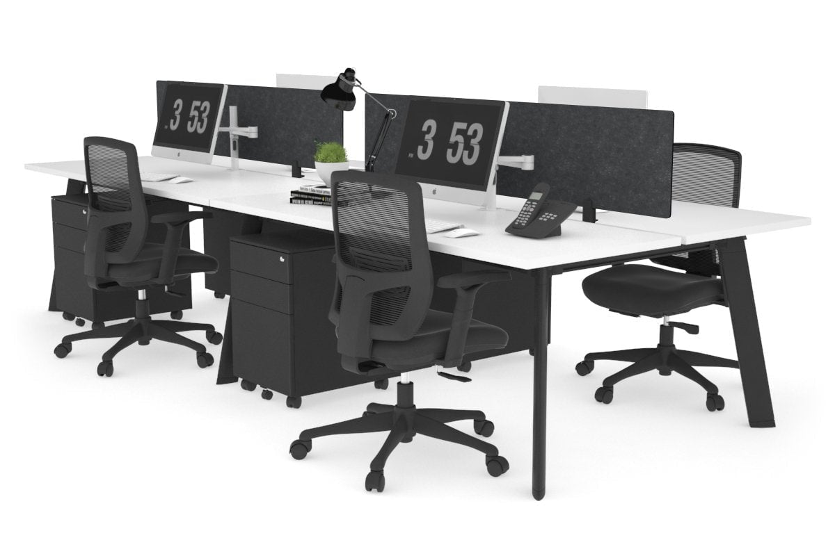 Switch - 4 Person Workstation Black Frame [1400L x 700W] Jasonl white grey echo perspex (400H x 800W) 