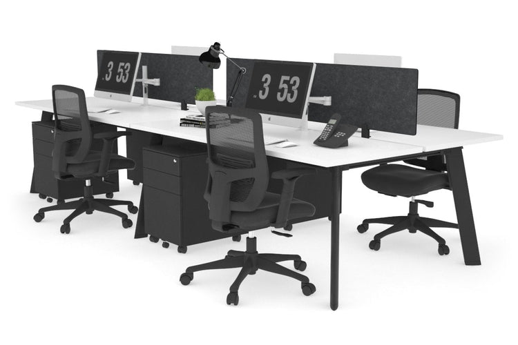 Switch - 4 Person Workstation Black Frame [1400L x 700W] Jasonl white grey echo perspex (400H x 800W) 