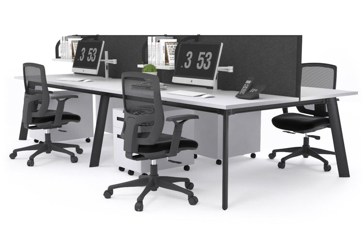 Switch - 4 Person Workstation Black Frame [1400L x 800W with Cable Scallop] Jasonl white moody charcoal (500H x 1400W) 