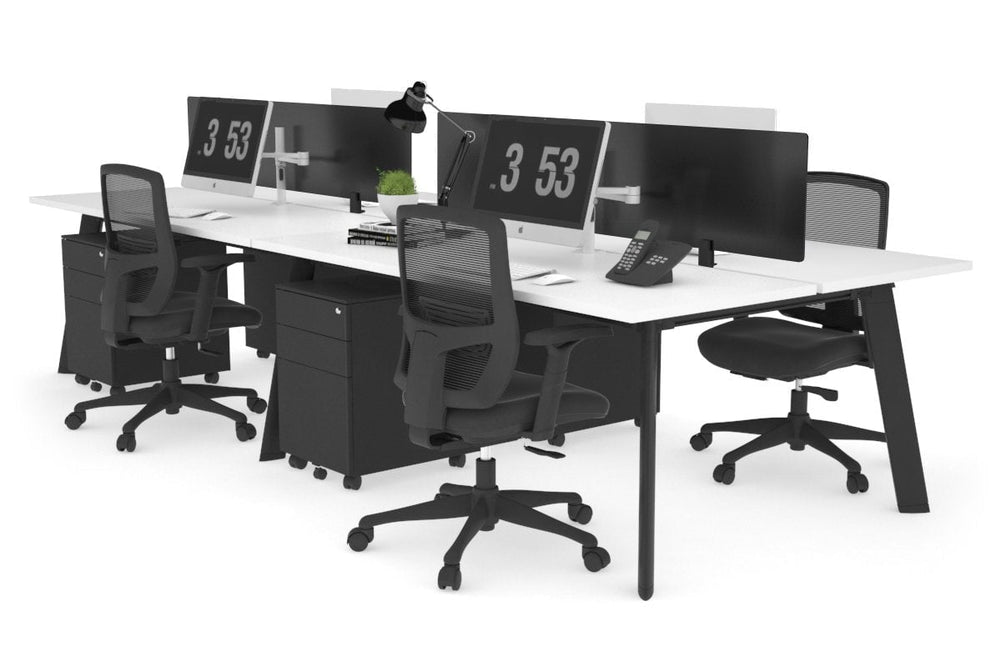 Switch - 4 Person Workstation Black Frame [1600L x 700W]-white black perspex (400H x 1500W) 