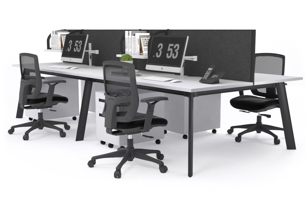 Switch - 4 Person Workstation Black Frame [1600L x 700W] Jasonl white moody charcoal (500H x 1600W) 