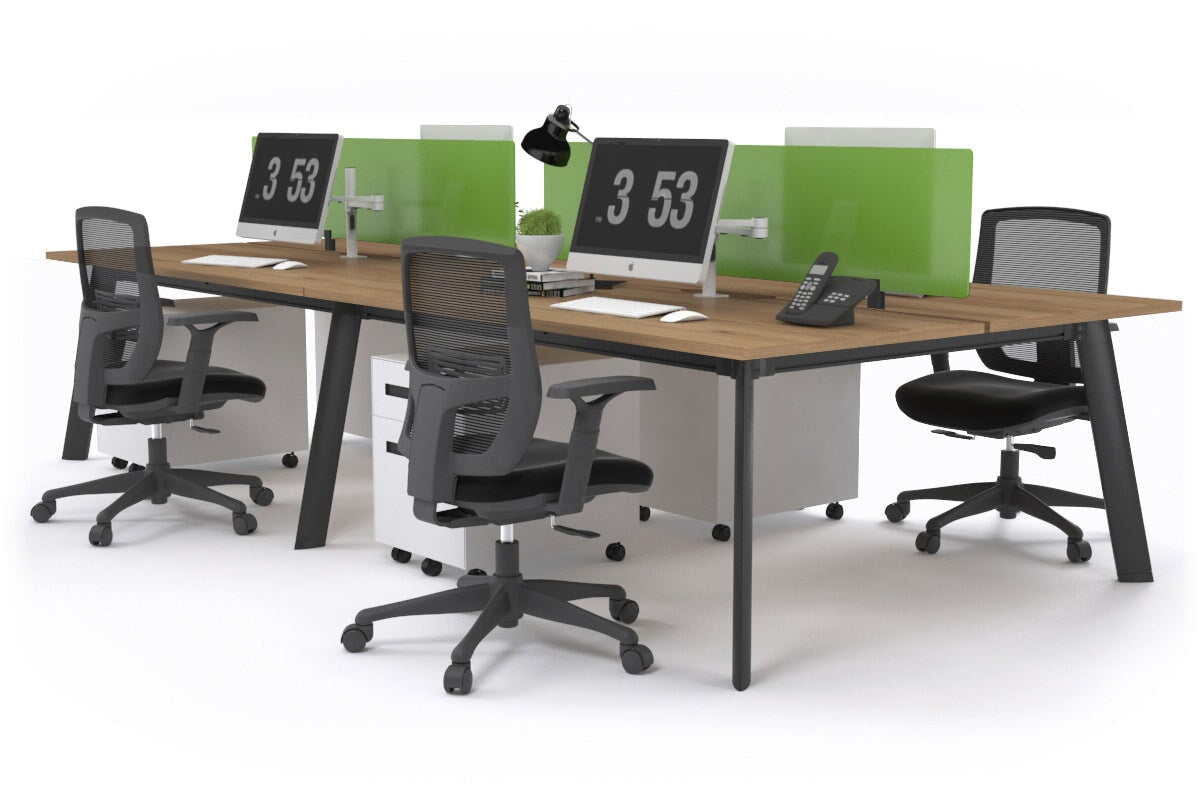 Switch - 4 Person Workstation Black Frame [1600L x 800W with Cable Scallop] Jasonl salvage oak green perspex (400H x 1500W) 