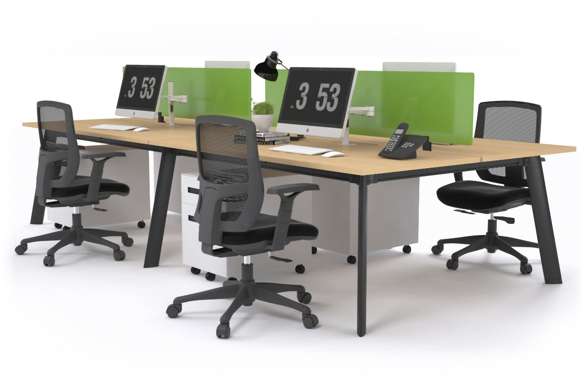 Switch - 4 Person Workstation Black Frame [1600L x 800W with Cable Scallop] Jasonl maple green perspex (400H x 1500W) 