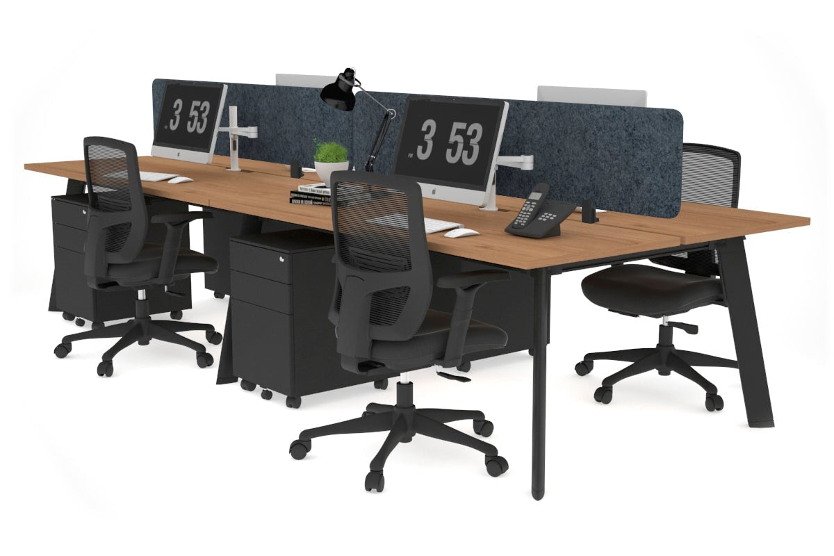 Switch - 4 Person Workstation Black Frame [1600L x 800W with Cable Scallop] Jasonl salvage oak dark grey echo panel (400H x 1600W) 