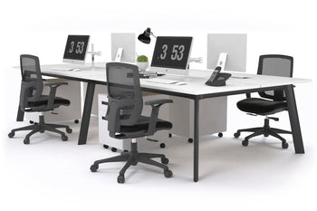  - Switch - 4 Person Workstation Black Frame [1600L x 800W with Cable Scallop] - 1
