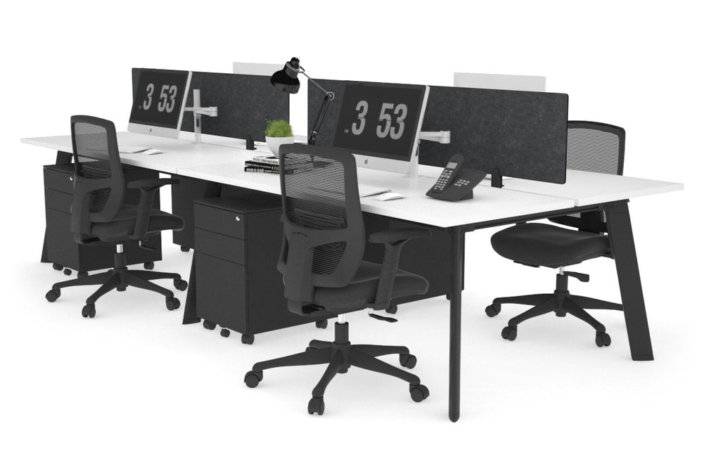 Switch - 4 Person Workstation Black Frame [1800L x 700W]-white grey acoustic perspex (400H x 1500W) 