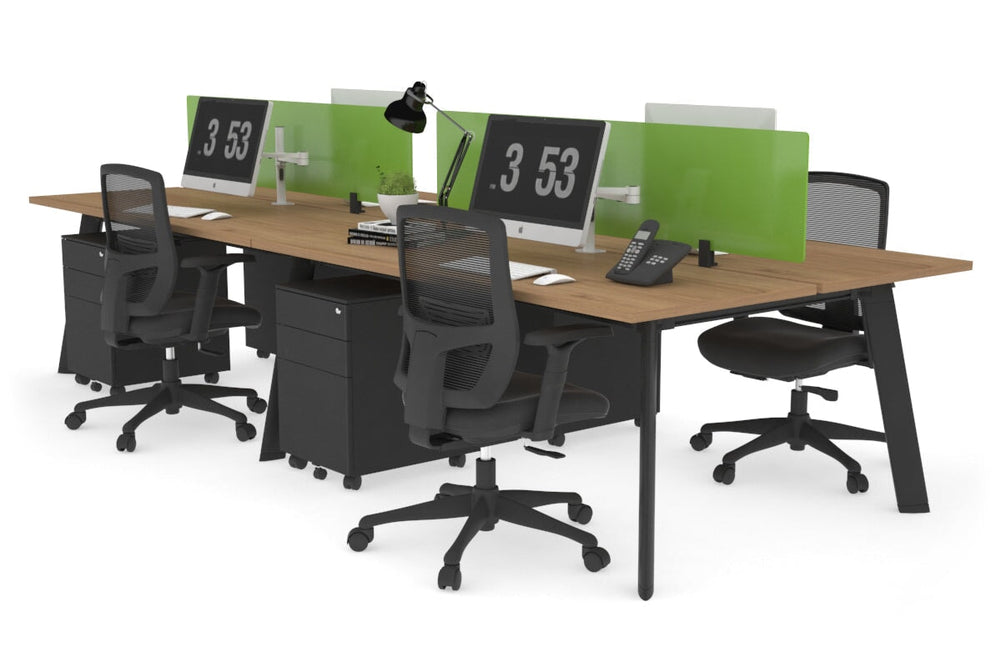 Switch - 4 Person Workstation Black Frame [1800L x 700W]-salvage oak green perspex (400H x 1500W) 
