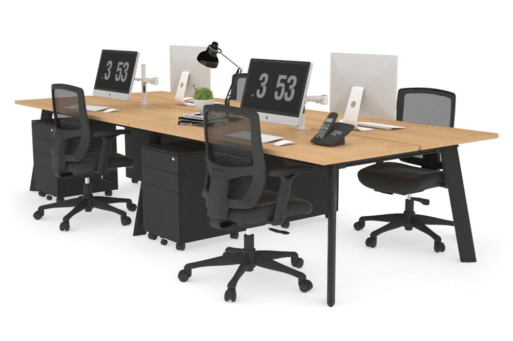 Switch - 4 Person Workstation Black Frame [1800L x 700W]-dark oak moody charcoal (500H x 1800W) 