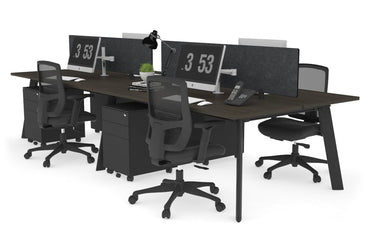Switch - 4 Person Workstation Black Frame [1800L x 700W] Jasonl dark oak grey echo perspex (400H x 1500W) 