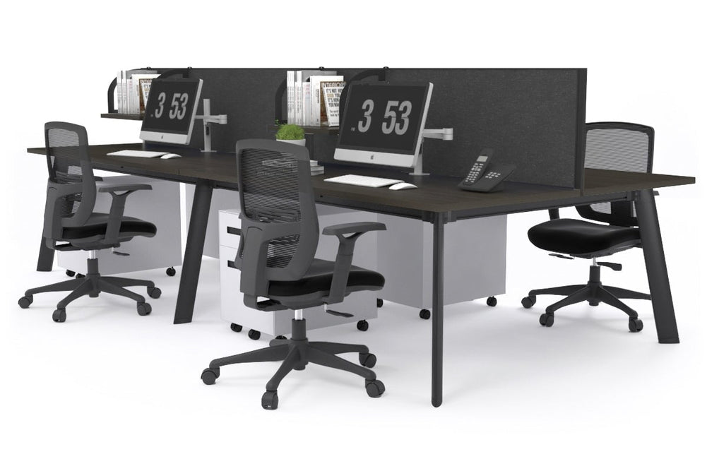 Switch - 4 Person Workstation Black Frame [1800L x 700W]-dark oak moody charcoal (500H x 1800W) 