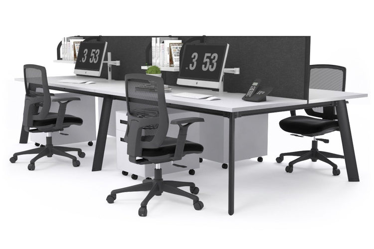 Switch - 4 Person Workstation Black Frame [1800L x 800W with Cable Scallop] Jasonl white moody charcoal (500H x 1800W) 