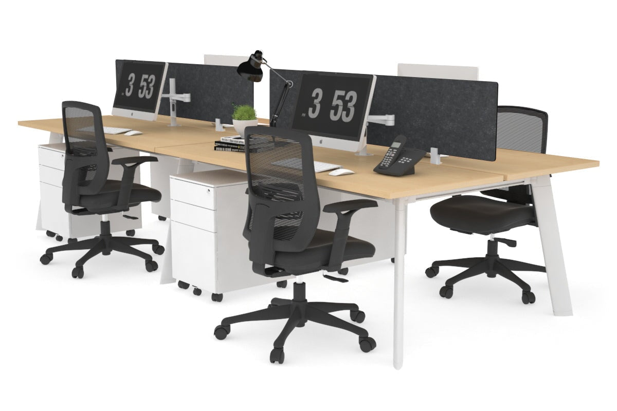Switch - 4 Person Workstation White Frame [1200L x 700W] Jasonl maple grey echo perspex (400H x 800W) 