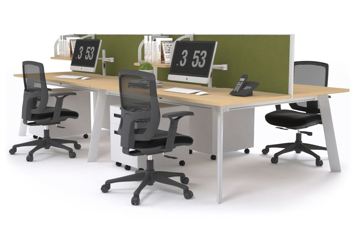 Switch - 4 Person Workstation White Frame [1200L x 700W] Jasonl maple green moss (500H x 1200W) 