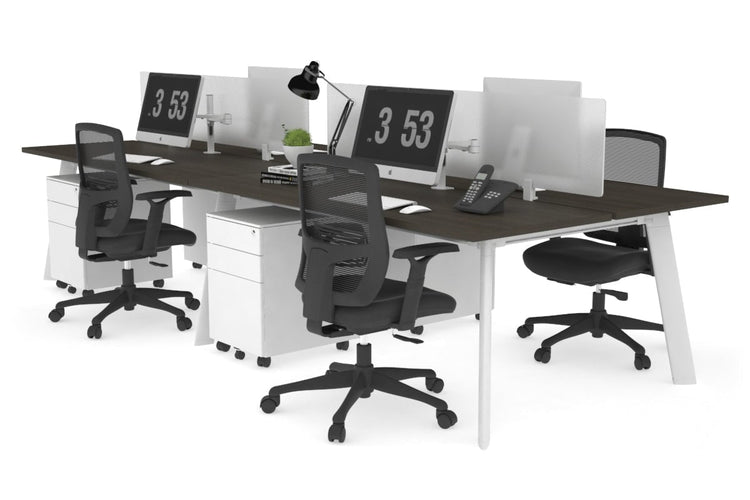 Switch - 4 Person Workstation White Frame [1200L x 700W] Jasonl dark oak white perspex (400H x 800W) 