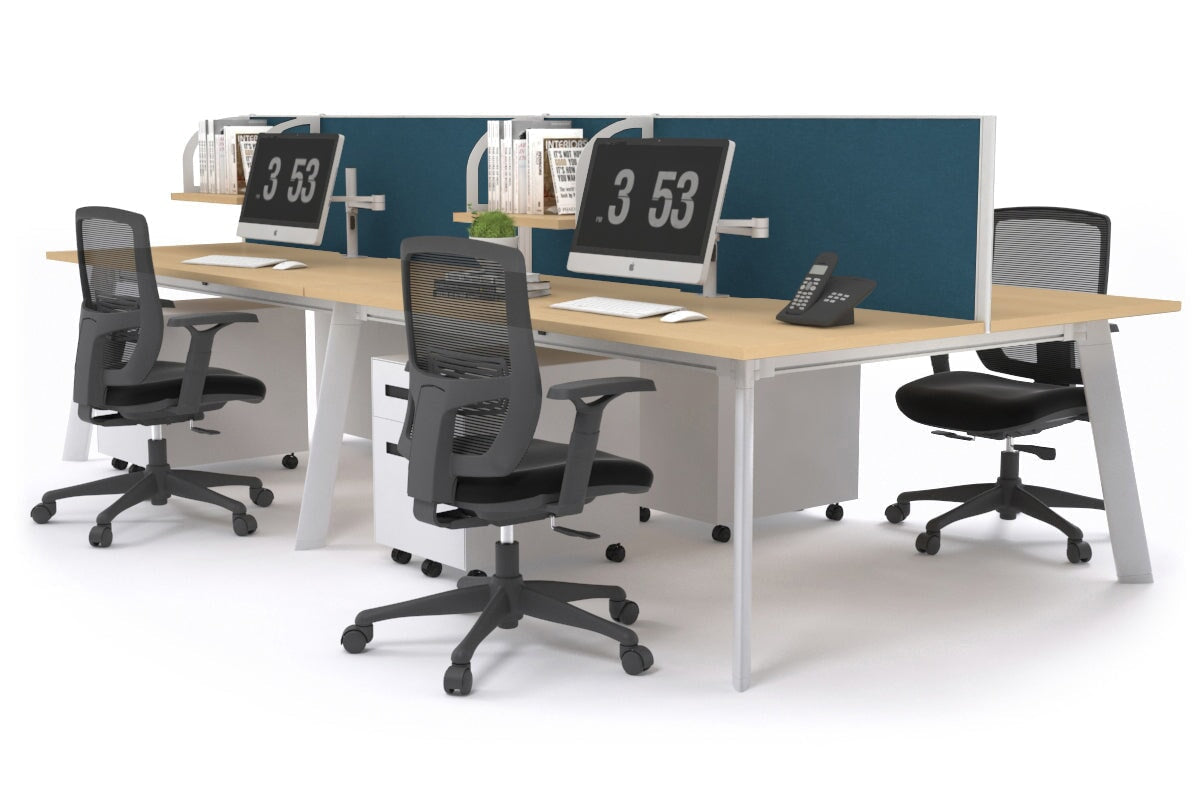 Switch - 4 Person Workstation White Frame [1200L x 700W] Jasonl maple deep blue (500H x 1200W) 