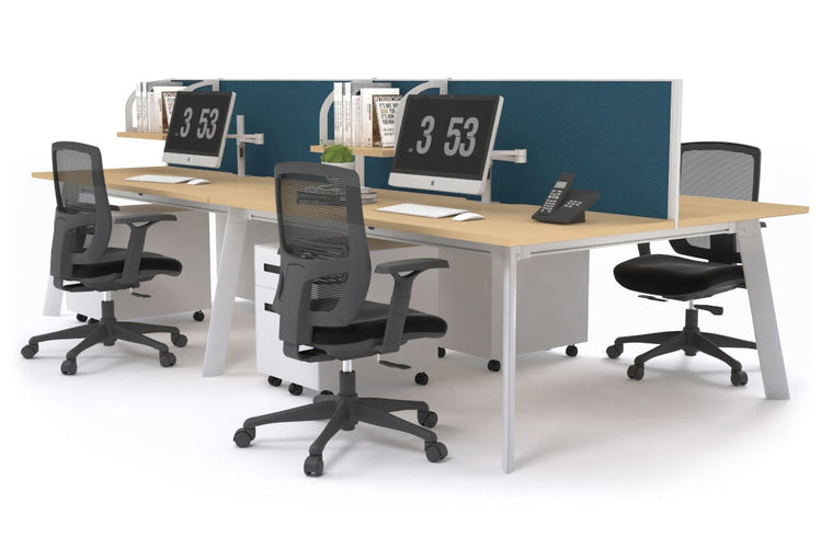Switch - 4 Person Workstation White Frame [1200L x 700W] Jasonl maple deep blue (500H x 1200W) 