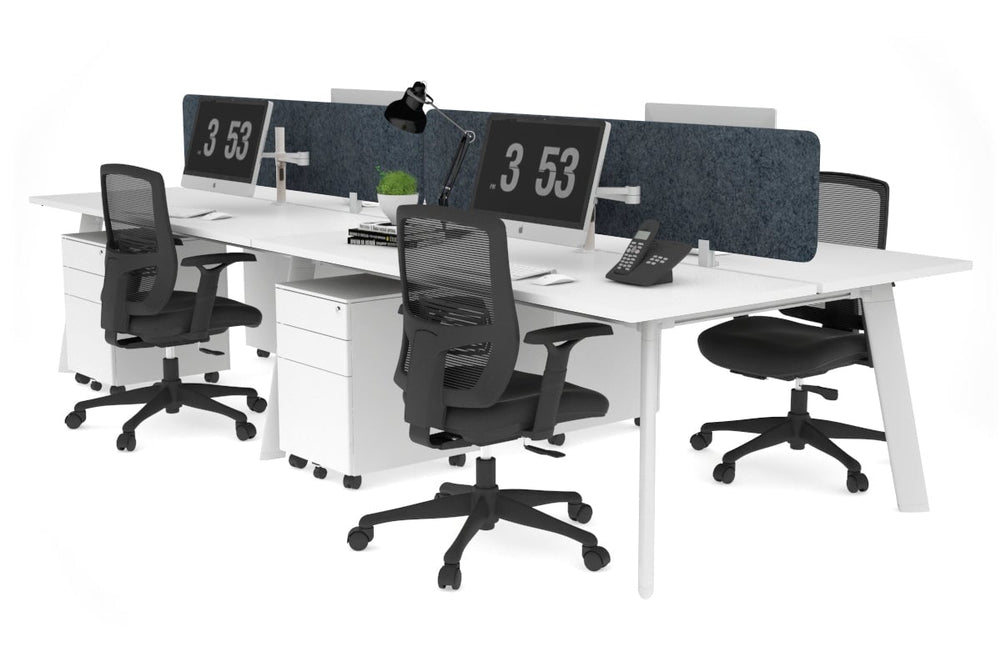 Switch - 4 Person Workstation White Frame [1200L x 700W]-white dark grey acoustic panel (400H x 1200W) 