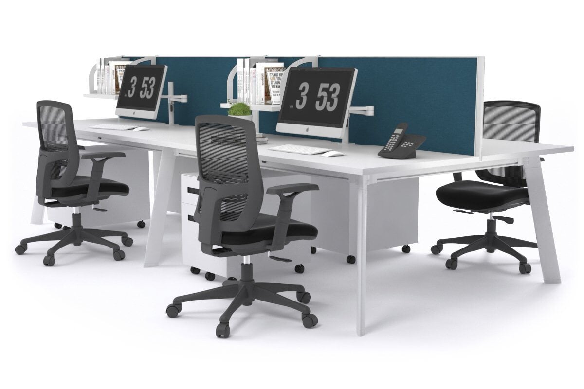 Switch - 4 Person Workstation White Frame [1200L x 700W] Jasonl white deep blue (500H x 1200W) 