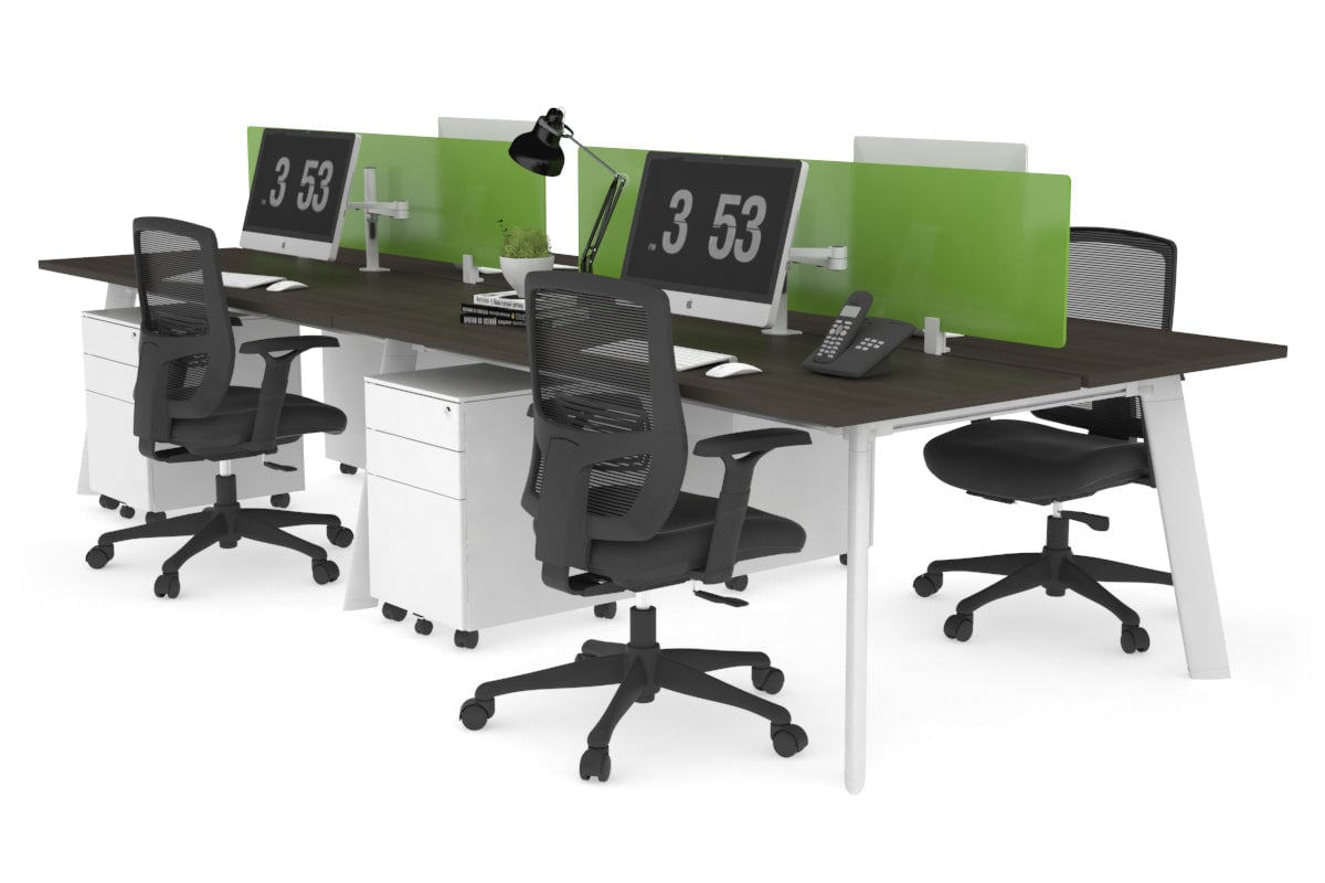 Switch - 4 Person Workstation White Frame [1200L x 700W] Jasonl dark oak green perspex (400H x 800W) 