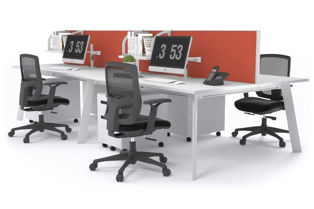 Switch - 4 Person Workstation White Frame [1200L x 700W]-white orange squash (500H x 1200W) 
