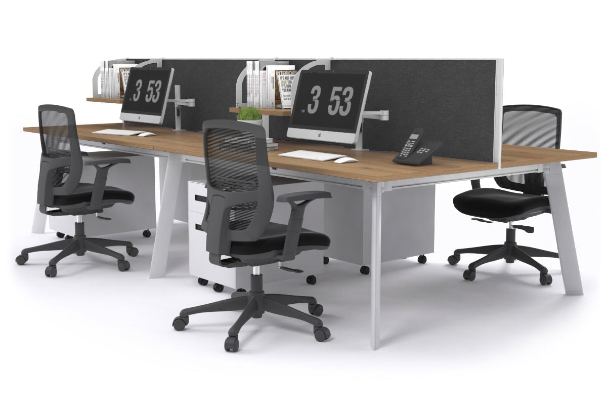 Switch - 4 Person Workstation White Frame [1200L x 700W] Jasonl salvage oak moody charcoal (500H x 1200W) 