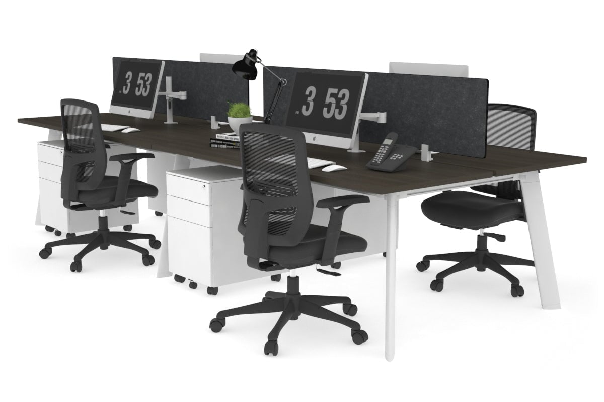 Switch - 4 Person Workstation White Frame [1200L x 700W] Jasonl dark oak grey echo perspex (400H x 800W) 
