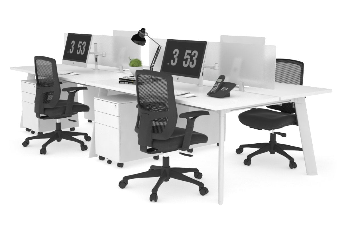 Switch - 4 Person Workstation White Frame [1200L x 700W] Jasonl white white perspex (400H x 800W) 