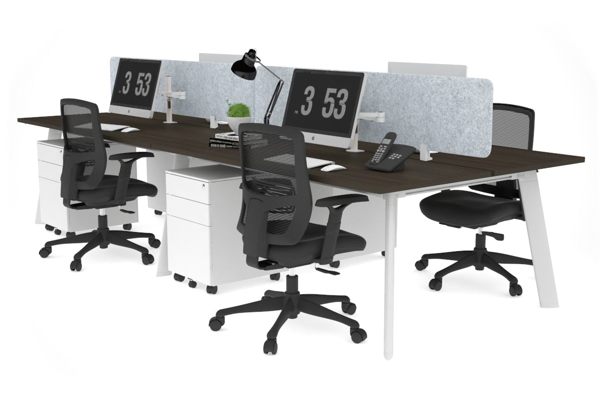 Switch - 4 Person Workstation White Frame [1200L x 700W] Jasonl dark oak light grey echo panel (400H x 1200W) 