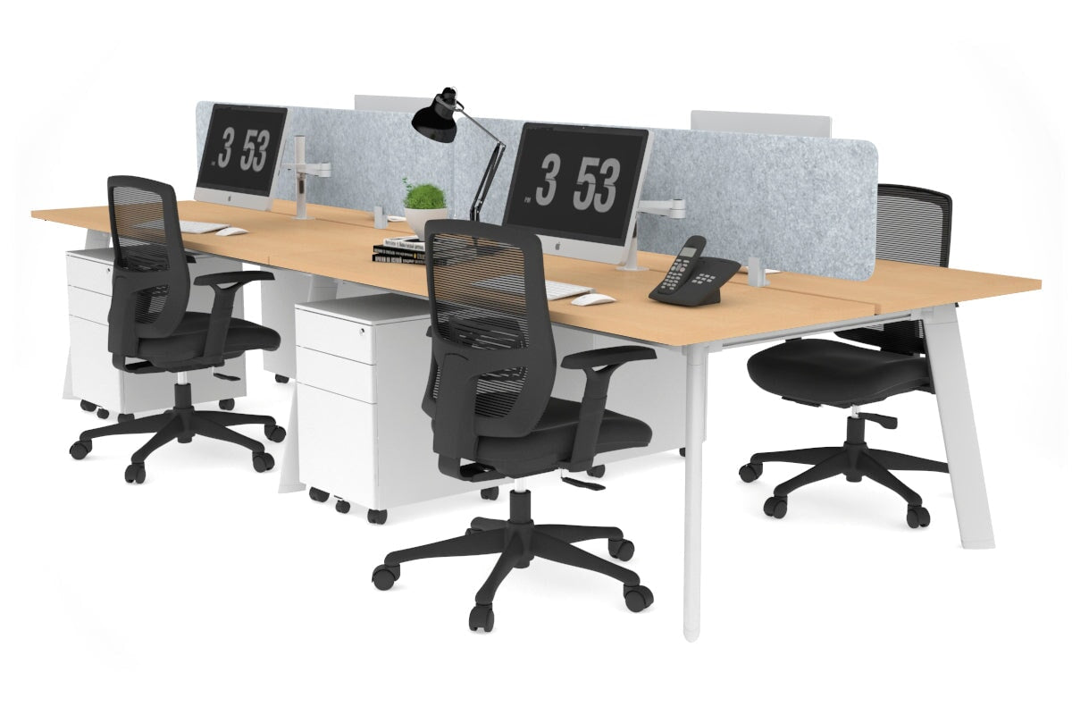 Switch - 4 Person Workstation White Frame [1200L x 700W] Jasonl maple light grey echo panel (400H x 1200W) 
