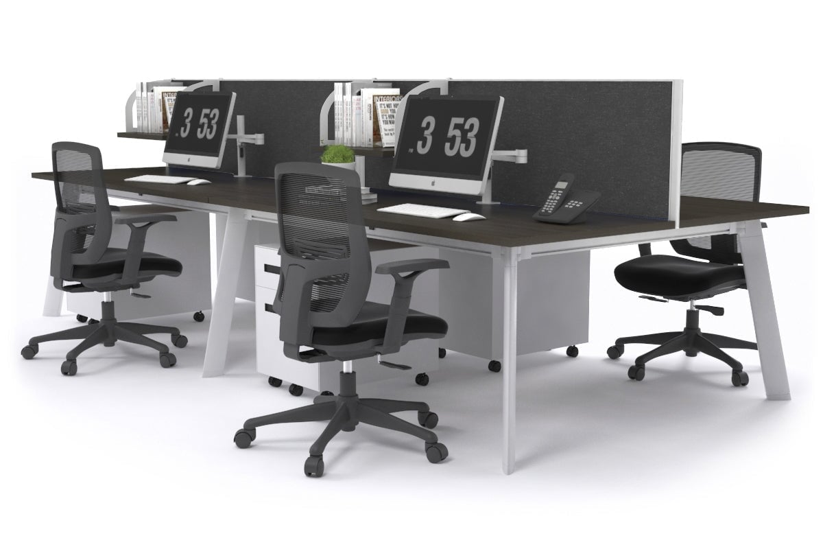 Switch - 4 Person Workstation White Frame [1200L x 700W] Jasonl dark oak moody charcoal (500H x 1200W) 