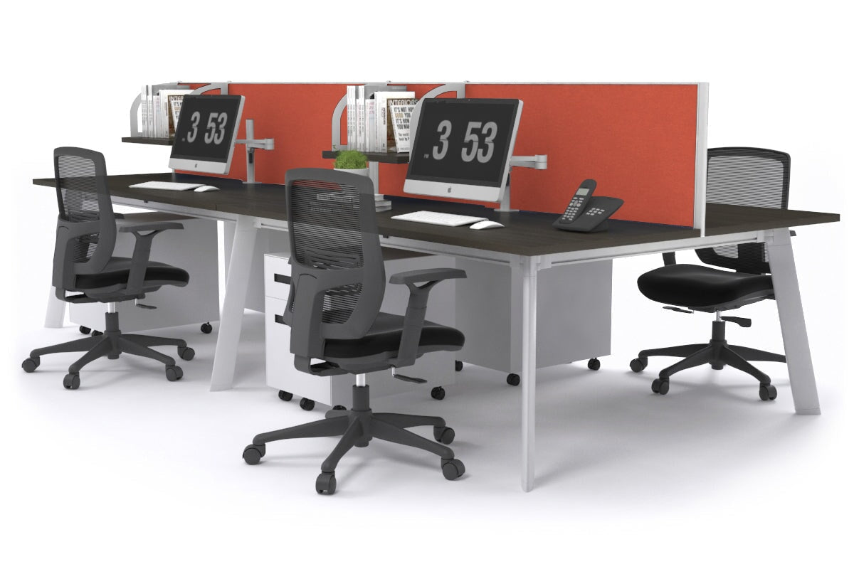 Switch - 4 Person Workstation White Frame [1200L x 700W] Jasonl dark oak orange squash (500H x 1200W) 