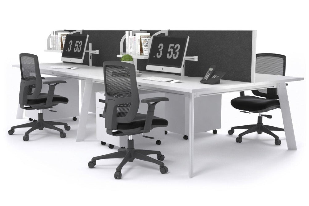 Switch - 4 Person Workstation White Frame [1200L x 700W]-white moody charcoal (500H x 1200W) 