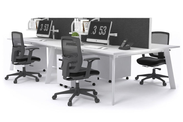 Switch - 4 Person Workstation White Frame [1200L x 700W] Jasonl white moody charcoal (500H x 1200W) 