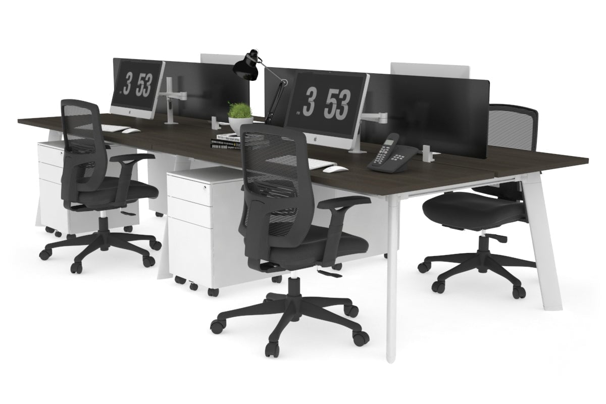 Switch - 4 Person Workstation White Frame [1200L x 700W] Jasonl dark oak black perspex (400H x 800W) 