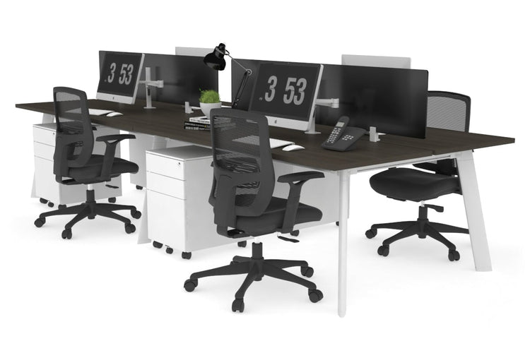 Switch - 4 Person Workstation White Frame [1200L x 700W] Jasonl dark oak black perspex (400H x 800W) 