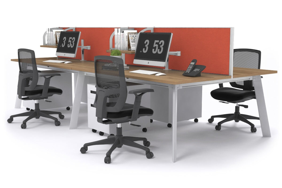 Switch - 4 Person Workstation White Frame [1200L x 700W] Jasonl salvage oak orange squash (500H x 1200W) 