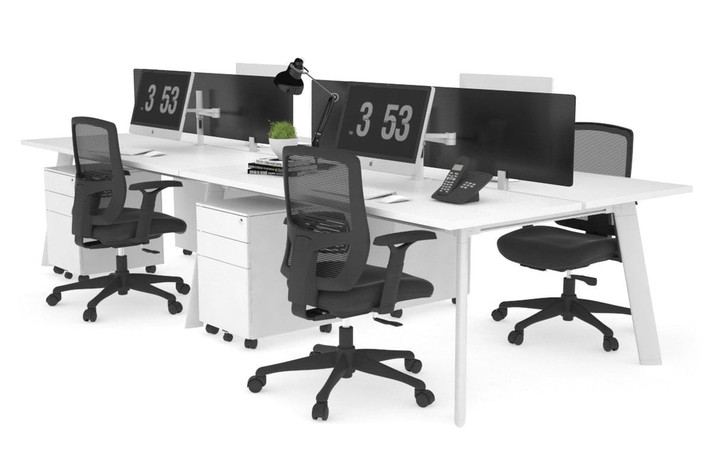 Switch - 4 Person Workstation White Frame [1200L x 700W]-white black perspex (400H x 800W) 