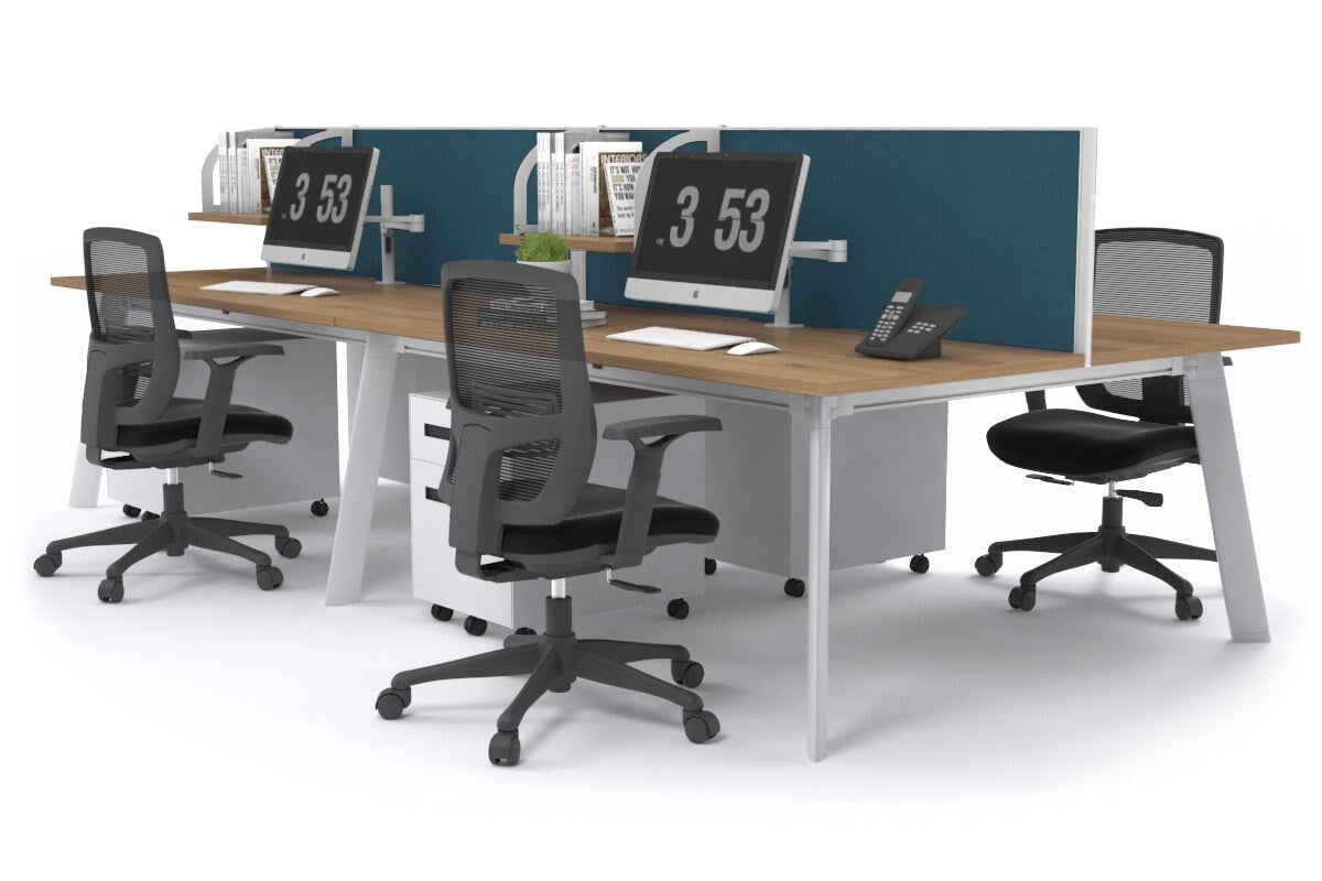 Switch - 4 Person Workstation White Frame [1200L x 700W] Jasonl salvage oak deep blue (500H x 1200W) 