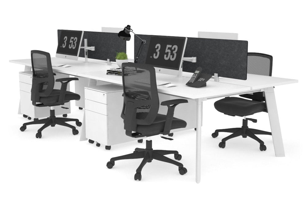Switch - 4 Person Workstation White Frame [1200L x 700W]-white grey acoustic perspex (400H x 800W) 