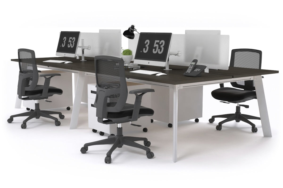 Switch - 4 Person Workstation White Frame [1200L x 800W with Cable Scallop] Jasonl dark oak white perspex (400H x 800W) 