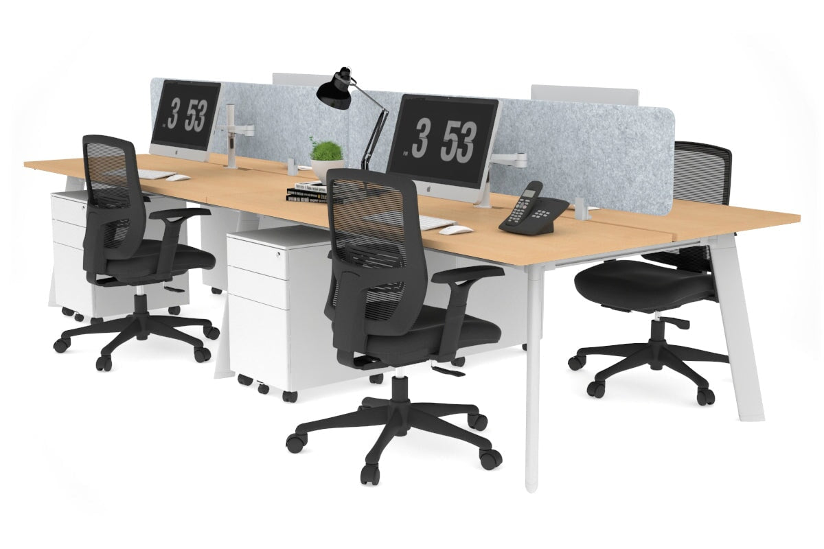 Switch - 4 Person Workstation White Frame [1200L x 800W with Cable Scallop] Jasonl maple light grey echo panel (400H x 1200W) 