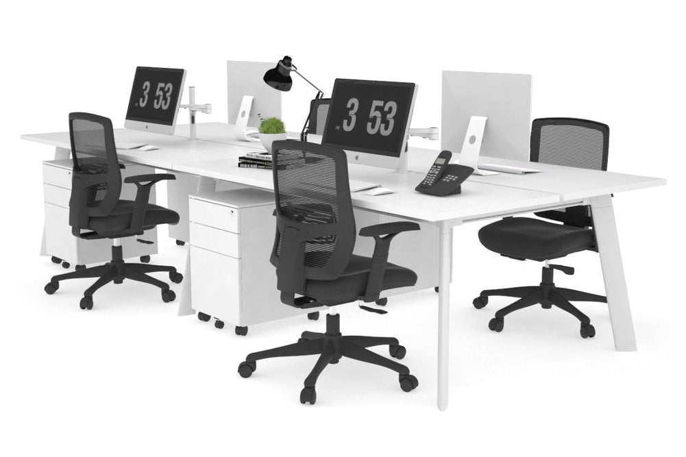Switch - 4 Person Workstation White Frame [1400L x 700W]-white none 