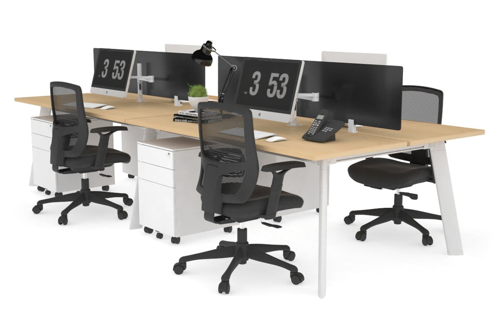 Switch - 4 Person Workstation White Frame [1400L x 700W]-maple black perspex (400H x 800W) 