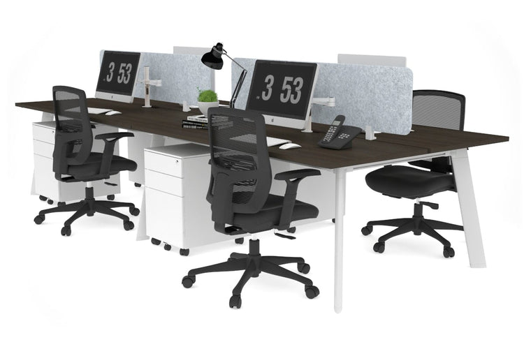 Switch - 4 Person Workstation White Frame [1400L x 800W with Cable Scallop] Jasonl dark oak light grey echo panel (400H x 1200W) 