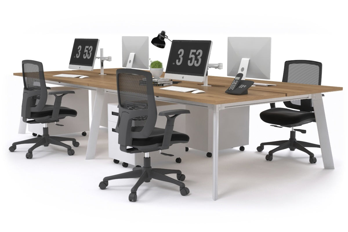 Switch - 4 Person Workstation White Frame [1400L x 800W with Cable Scallop] Jasonl salvage oak none 