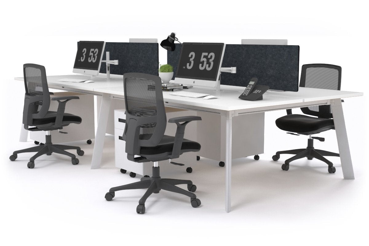 Switch - 4 Person Workstation White Frame [1400L x 800W with Cable Scallop] Jasonl white grey echo perspex (400H x 800W) 